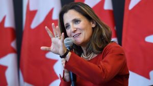 Freeland Thanks U.S. Lawmakers for Support on Arrest of Huawei Executive
