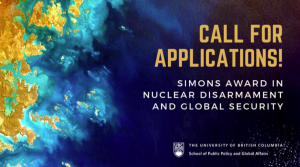 Call for Applications: Simons Award in Nuclear Disarmament and Global Security 2019