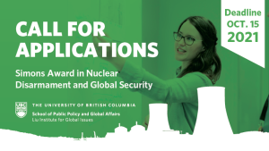 Call for Applications: 2021 Simons Award in Nuclear Disarmament and Global Security