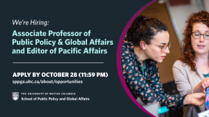 Associate Professor of Public Policy & Global Affairs and Editor of Pacific Affairs
